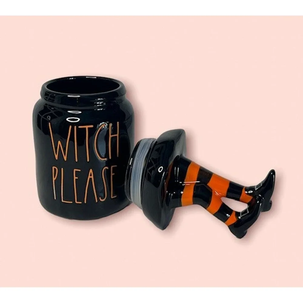 Rae Dunn WITCH PLEASE Halloween Canister with Figural Lid Witch's Legs